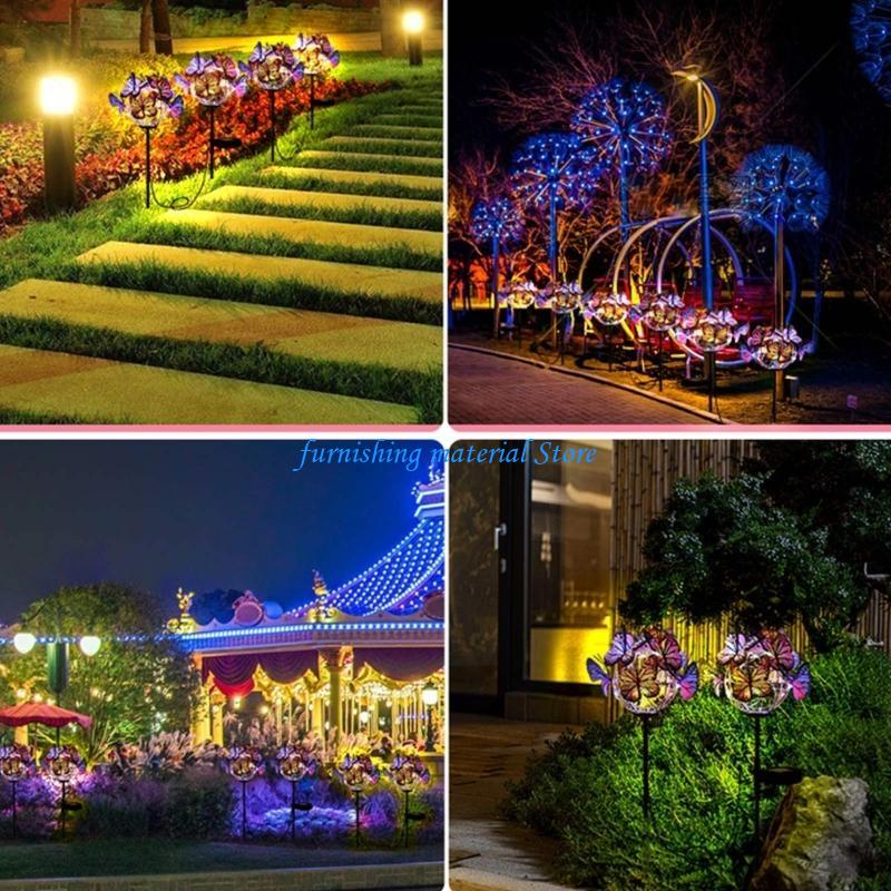 Y5GD Outdoor Solar Pathway Lights Butterfly Balls Decorative Light Solar Garden Light