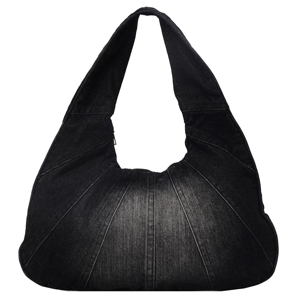 Women Denim Shoulder Bag with Zipper Hobo Bag Trendy Underarm Purse With Pocket Clutch Bag for Work Travel Shopping