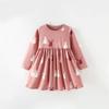 Girl Long Sleeve Cotton Princess Dress With Cartoon Animal Pattern For Kids
