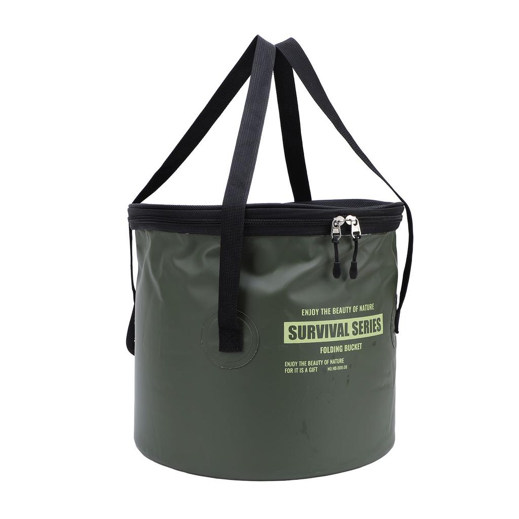 Cloth Folding Bucket with Mesh Pouch Portable Draining Basket Water Container for Outdoor Camping Fishing Car Washing