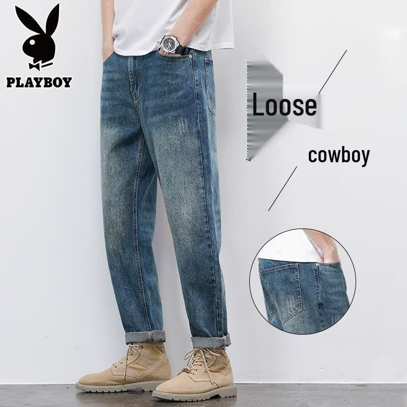 PLAYBOY Men's Loose Washed Harem Jeans