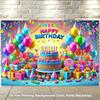 2D Flat Banner Birthday Cake Party Happy Time Polyester Fabric Background Cloth