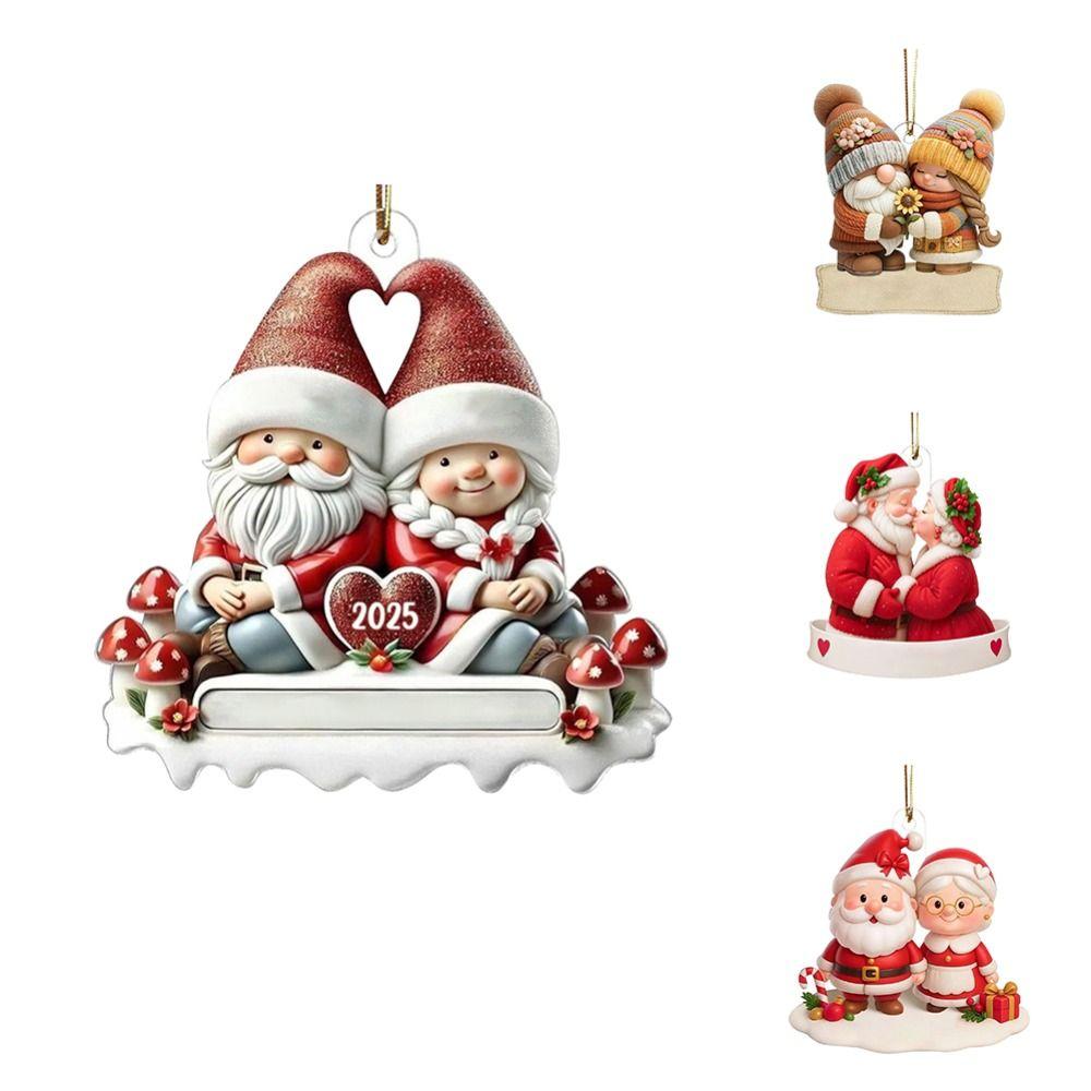 4PCS Acrylic Santa Couple Ornament Growing Old Together Christmas Tree Ornaments Christmas Tree