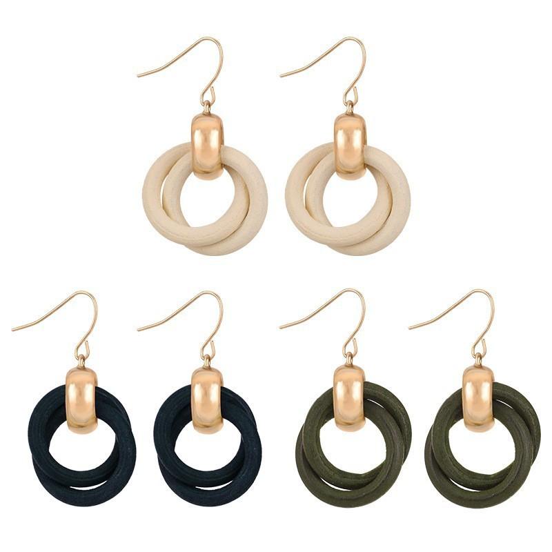 Geometric Wooden Hoop Earrings For Women Summer Fashion Minimalist Jewelry