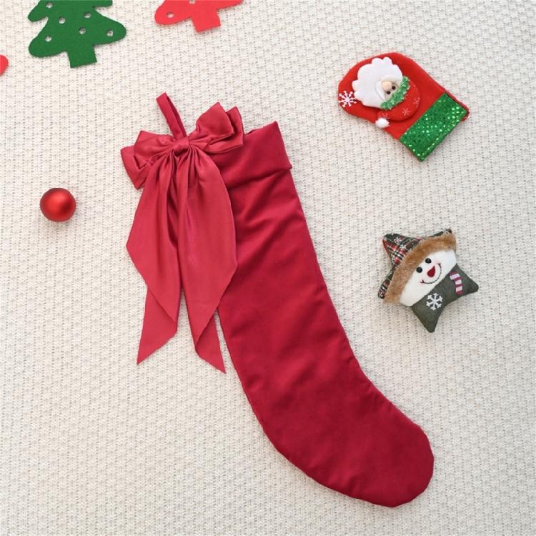 Bows Christmas Stockings Ornament Candy Gift Bag Christmas Hanging Socks For Tree Fireplaces Holiday Decoration