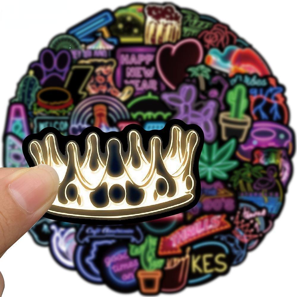 50 ks INS kreslené neonové samolepky vtipné VSCO dívka DIY hračka kytara motocykl zavazadla kufr obtisk graffiti samolepka F5