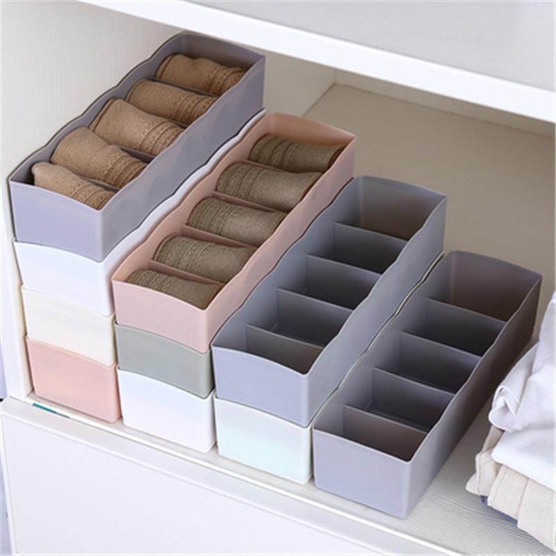 5 Grids Underwear Socks Storage Box Plastic Drawer Closet Organize Sorting Box Divider Desk Accessories Storage Basket
