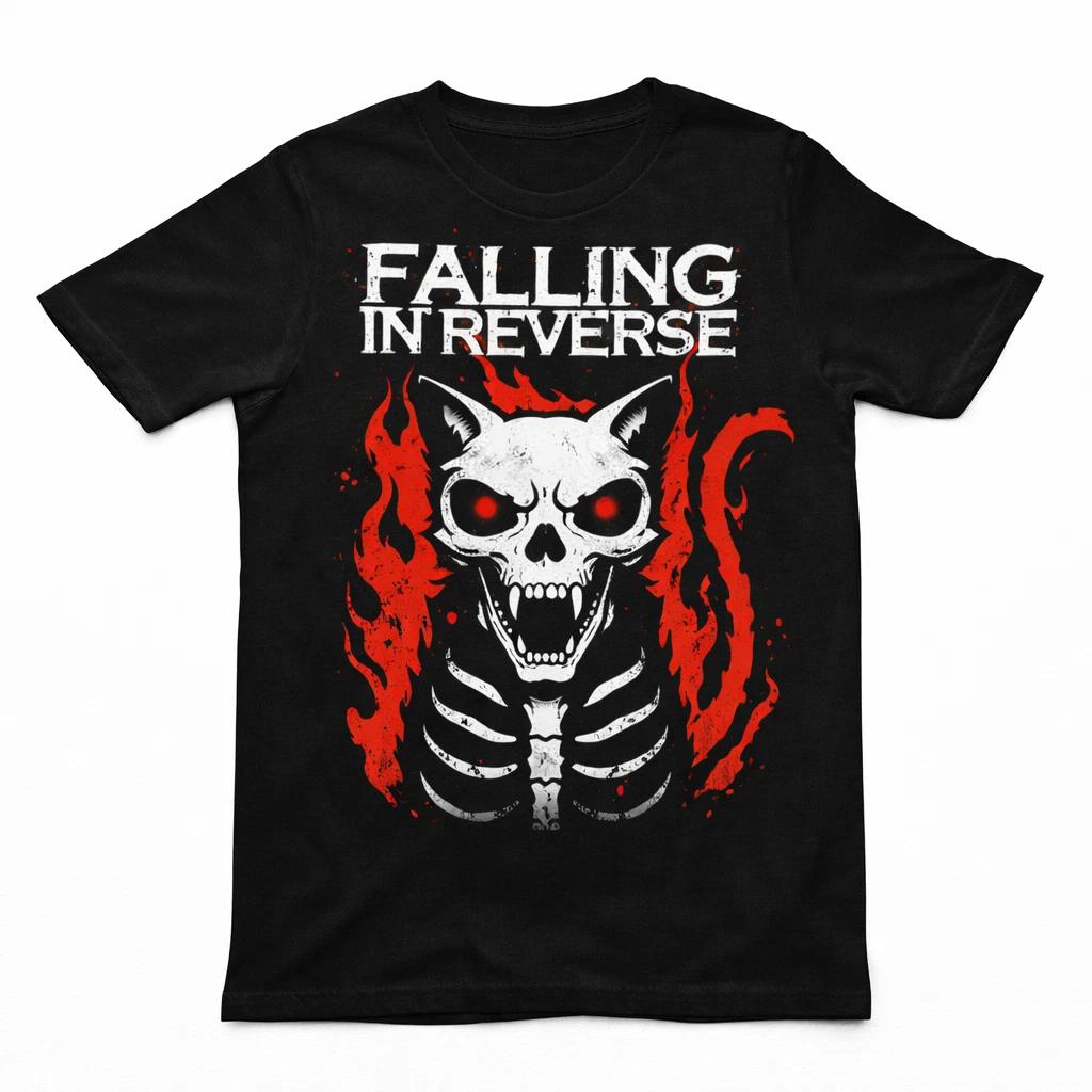 Falling in Reverse x-ray cat t-shirt, rock band graphic tee, black unisex shirt XXXXL