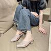Yuzhihao Women's Summer Pointed Toe Half Slippers - Chunky Heel Casual Low Sandals