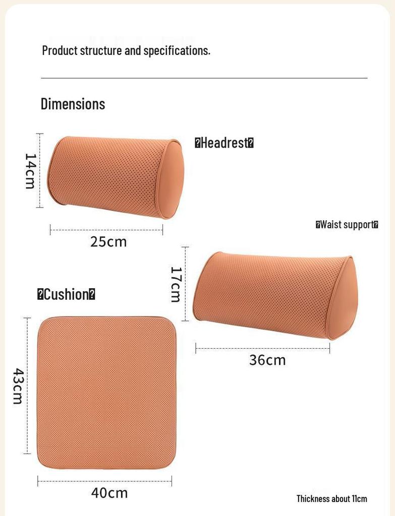 Maybach S-Class Bio-Cotton Car Seat Cushion Set with Headrest and Lumbar Support Pillow