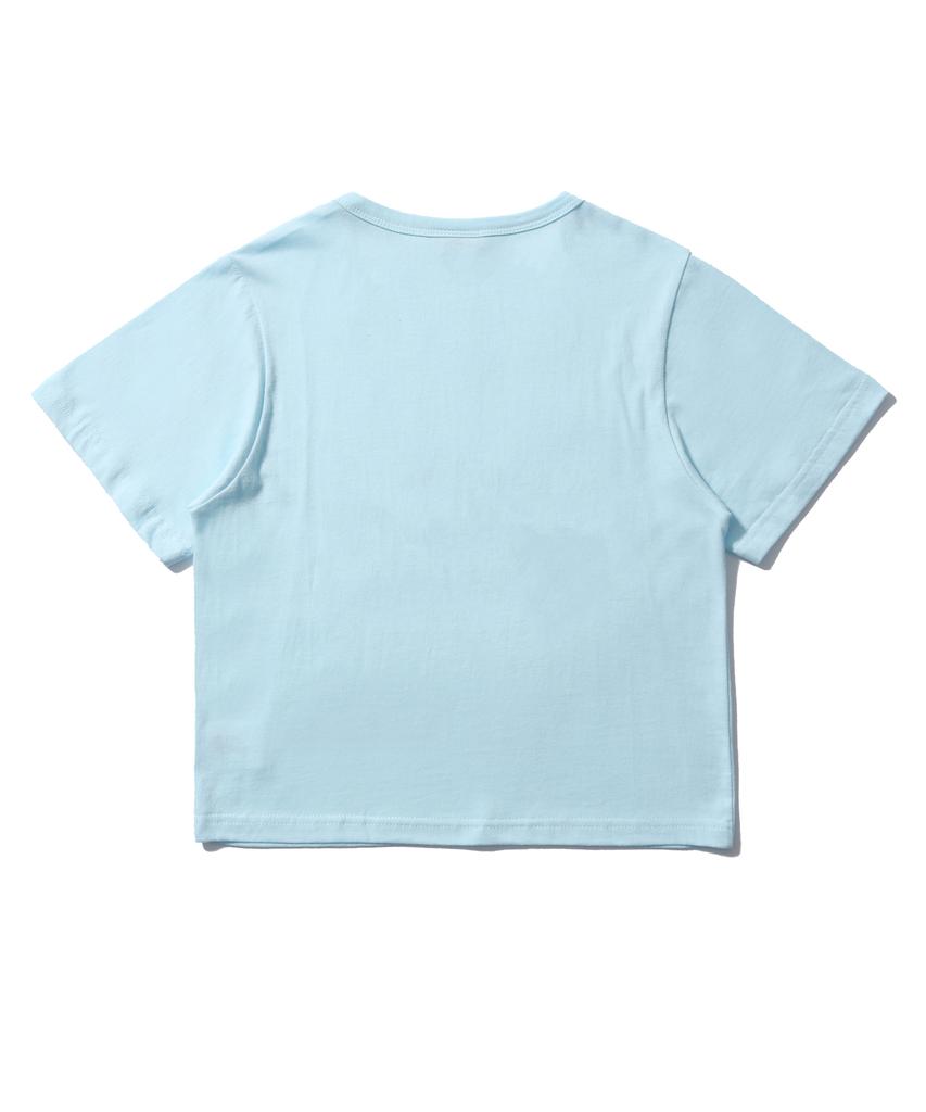 Sseochi410 Heart Lettering Crop Top Blue