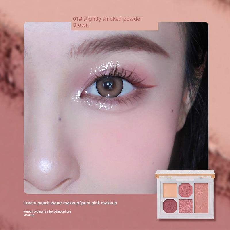 A Plate Is Brilliant! Gracebabi Five-Color Eye Shadow Plate Matte Shimmer Polarized Color Low Saturation Daily Neutral