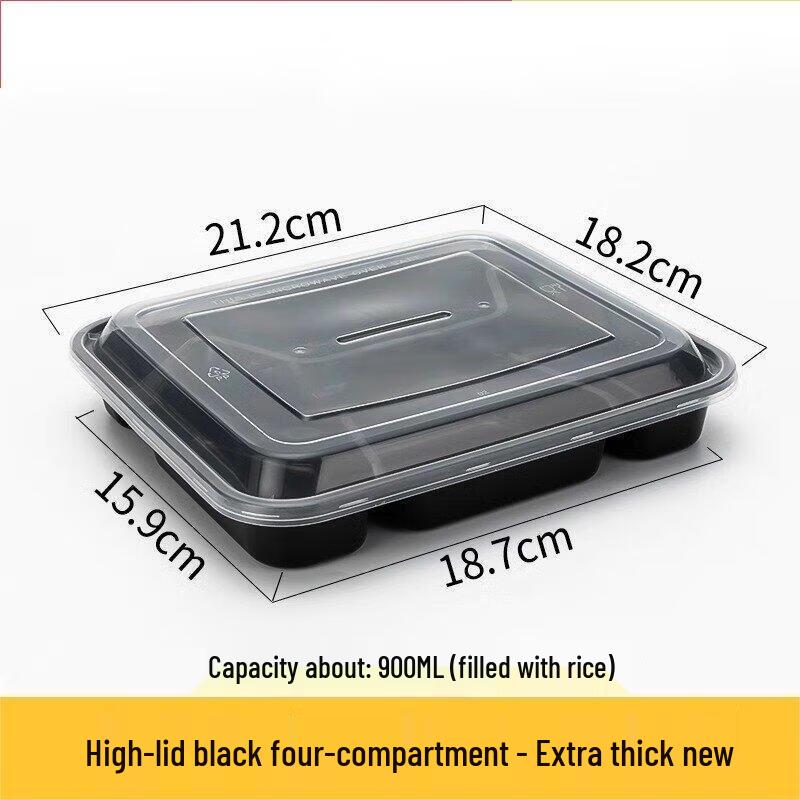 

JINGRX 900ml Disposable 4-Compartment Meal Prep Containers