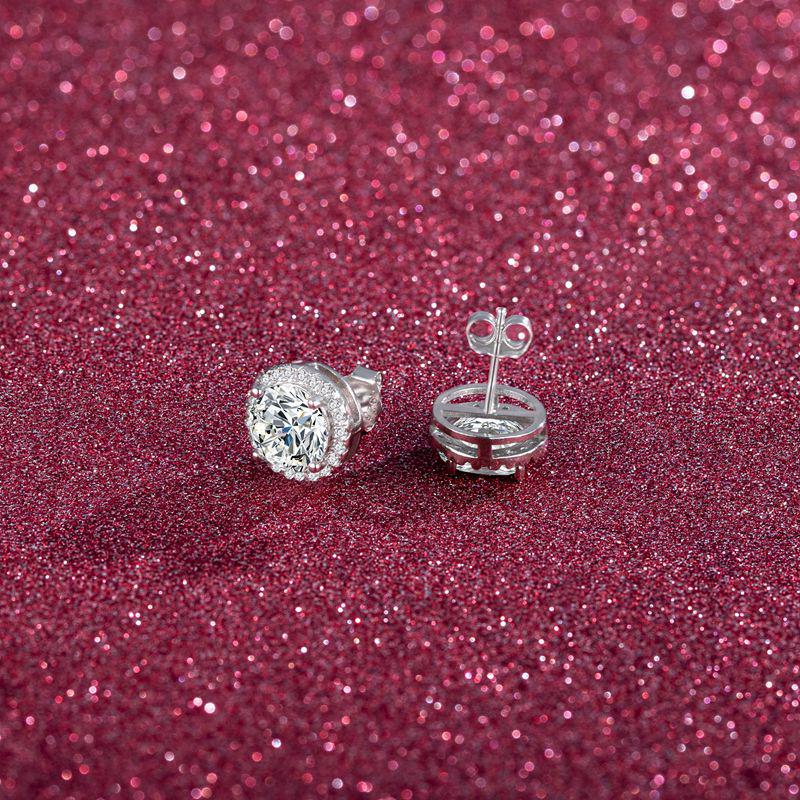 2 Carat Luxury Multicolor Moissanite Round Cut Stud Earrings in Sterling Silver