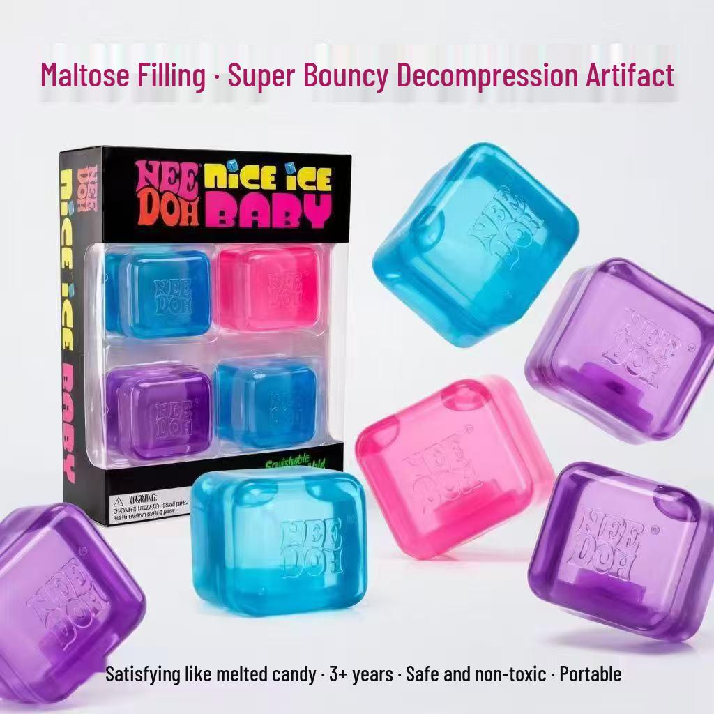 Needoh Squeeze Toy: Maltose Jellyfish with Wiggle Tentacles and Slow-Rebound Ice Cube