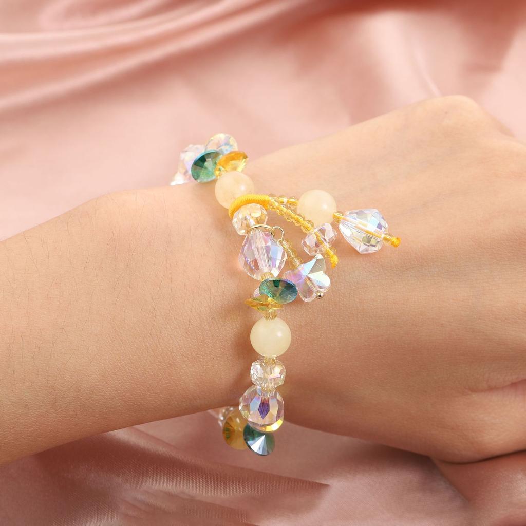 New Color Crystal Beaded Stone Elastic Jewelry Women's Pastoral Exquisite Simple Fashion Jewelry
