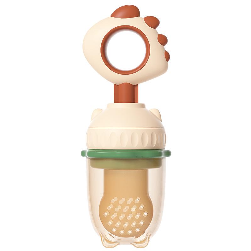 Baby Fruit Feeder Teething Rings for Infants | PP Silicone Pacifier with Dinosaur Mushroom Shape for Freezing Fruit and Breast Milk Popsicles