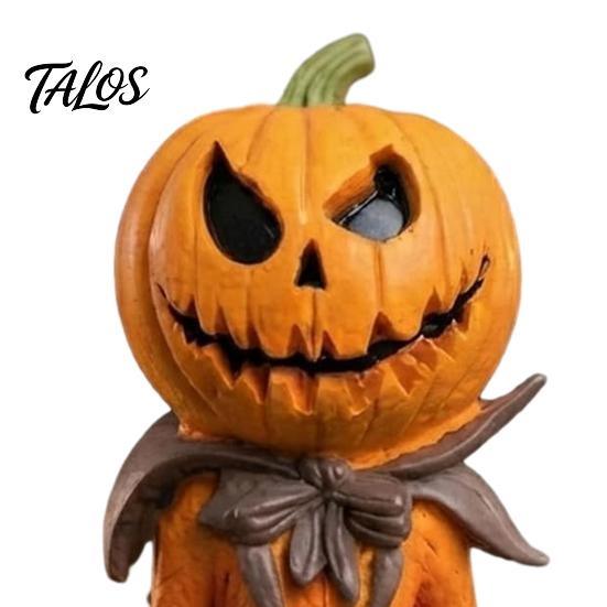 Dark Atmosphere Home Decoration Halloween Pumpkin Man Figurine, Retro Gentleman Head Resin Statue Holiday Gift for Lovers Ornament, Spooky Desktop