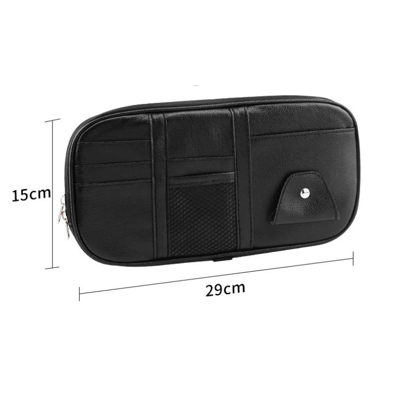 Leather Large Capacity Car Sun Visor Organizer Clip Sunshade Storage Bag Pouch Bill Pen Card Glasses Sunglasses Holder Mount