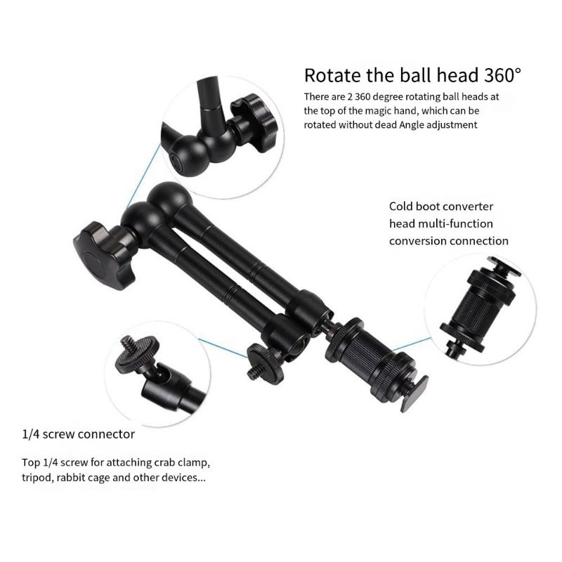 Adjustable 7inch/11inch Flexible Arm for Cameras and Lighting with 360 Degree Rotating Heads for Cameras Lamp