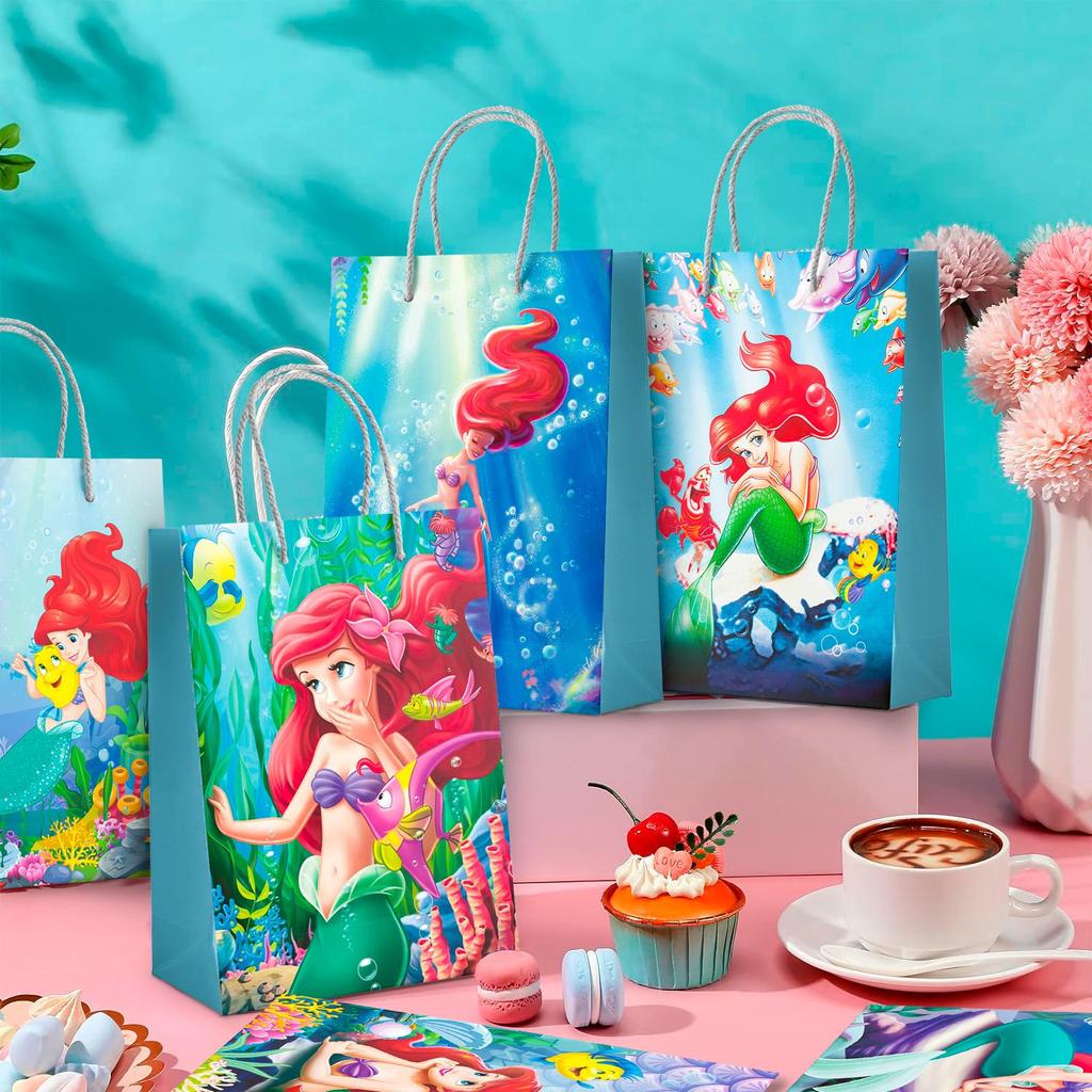 Mermaid Party Favor Bag,Mermaid Party Bag-24pcs Mermaid Gift Bag, Mermaid Candy Bag&50pcs Mermaid Stickers for Kids Mermaid Party Decorations Supplies