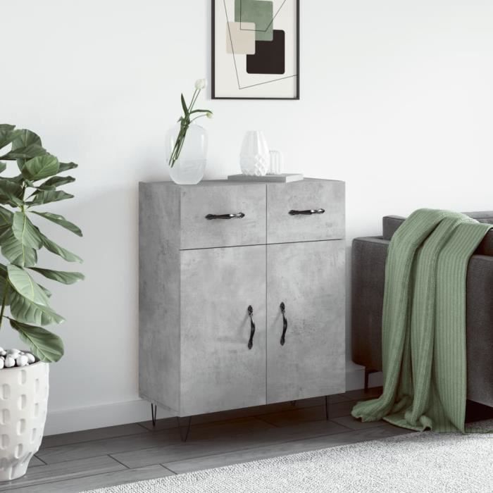 VidaXL Buffet gris béton 69,5x34x90 cm bois d'ingénierie 827976