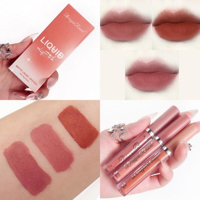3 Stück Velvet Matte Matte Lipgloss Beauty Lippenstift Makeup Langlebige Lippenkosmetik