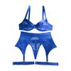 3 Pcs Lingerie Set Erogenous Hot Breathable Perspective Lingerie Suit for Honeymoon Valentine S Day Anniversary Blue L