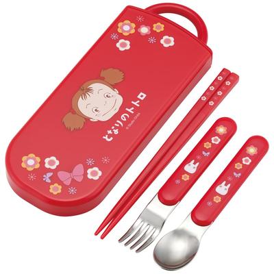 Skater Bento Trio and Made In Studio Ghibli Totoro Bento Box for TACC2AG Children's Set, Chopsticks, Spoon, Fork, Kids' Cutlery, Antibacterial,