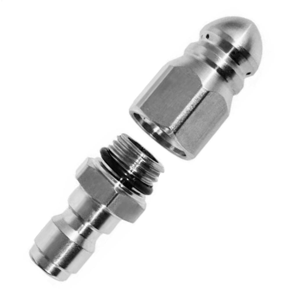 Sewer High-Pressure Nozzle 1/4 Inch Quick Connector Sewer Cleaning Nozzle Pipe Cleaner Rust-Proof Attachment for Plumbing Sewage