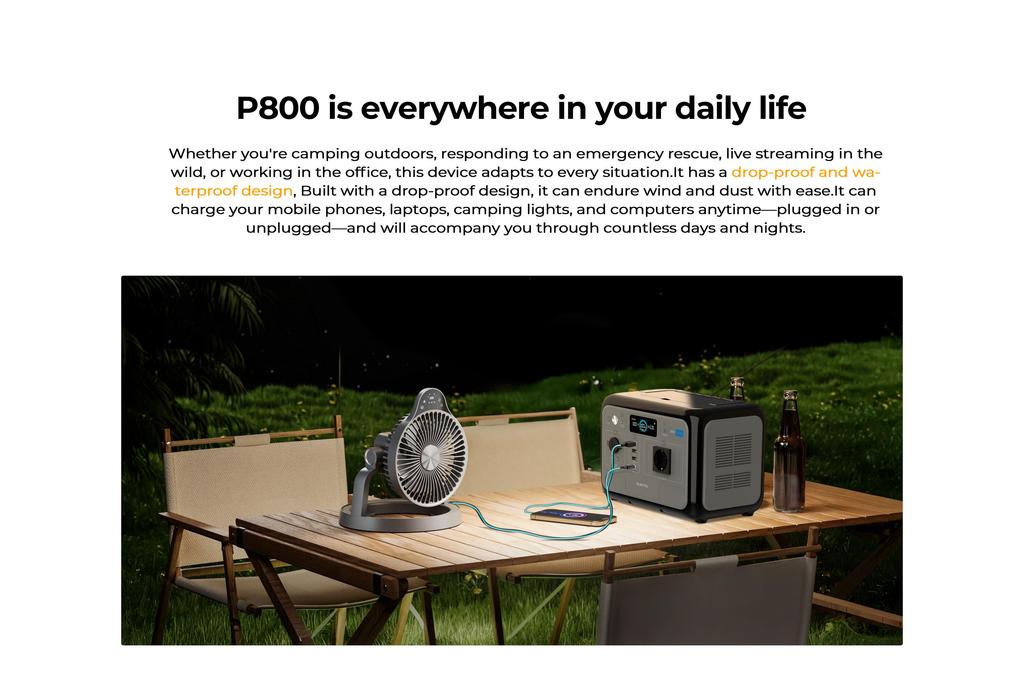 OUKITEL P800 800W Portable Power Station, 512Wh LiFePO4 Battery, AC Fast Charging, Solar Generator for Outdoor Camping Emergency