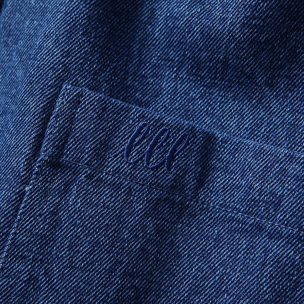 Lelales Hooded Denim Shirt Jacket - Dark Blue