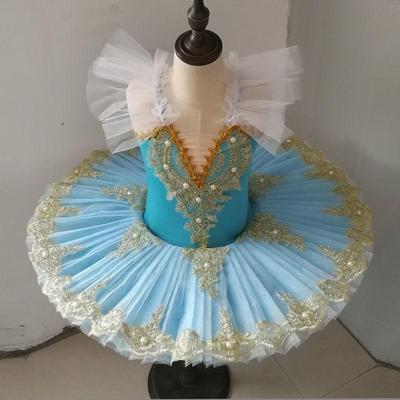 Girls' Luminous Swan Lake Ballet Tutu Dress - Strappy Performance Costume with Puffy Tulle Skirt