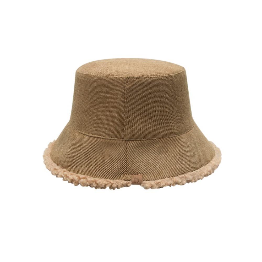 Chapeau Bob Simple en Laine d'Agneau Chapeaux Décontractés pour Femmes Hiver Style Coréen Chapeau de Pêcheur en Peluche Pour Femmes