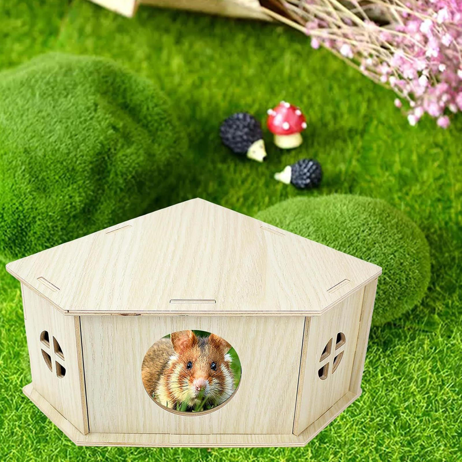 

Деревянный домик для хомяка, среда обитания для мелких животных, хижина, забавная, простая сборка, игрушка для исследования, убежище для хомяков