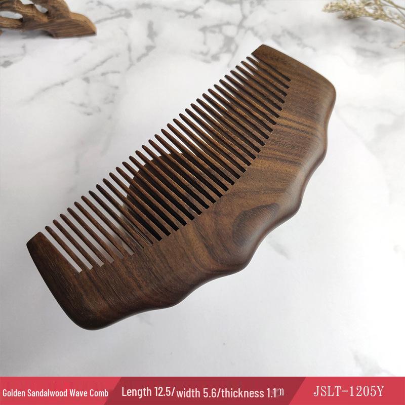 Goldenes Sandelholz Antistatischer Kopfhautmassagekamm für glattes Haar - Unisex