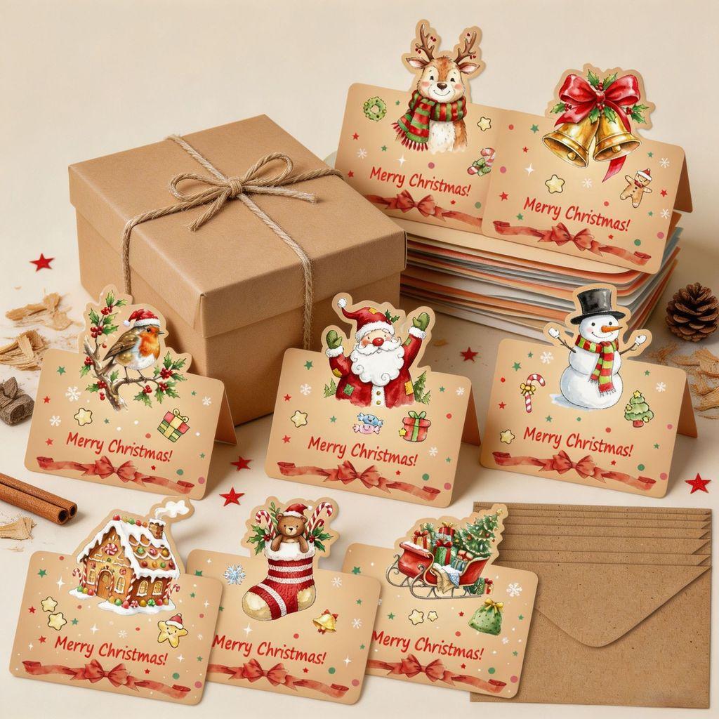 Christmas Holiday 3d Greeting Card Set With Foil Stamping For Festive Gift Exchange
