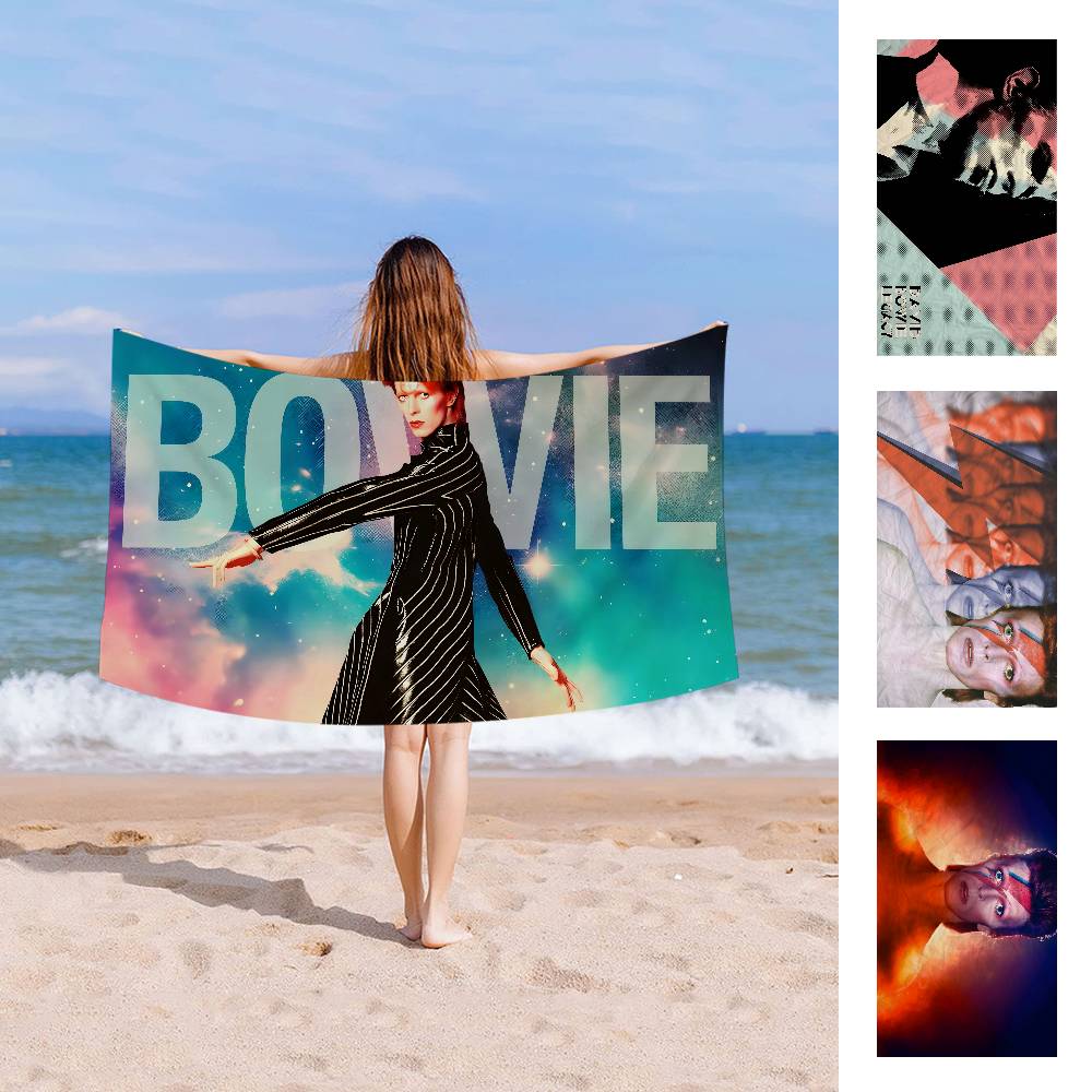 D-David B-Bowies Microfiber Printed Beach Towel Mountain Climbing Yoga Beach Swimming Running Absorbent Soft Towel