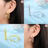 925 Silver Golden Leaf Large Earrings Woman's Floral Plant Earring Collection Valentine's Fine Gift Jewelry Accessory