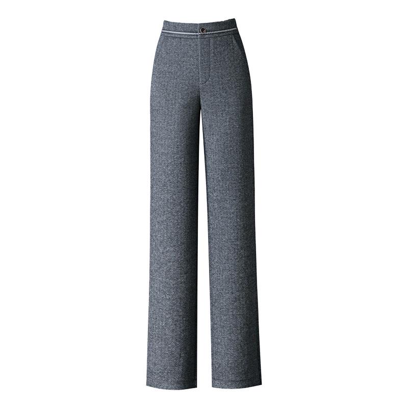 Women's High-Waisted Angola Red Wool Slim-Fit Warm Pants - Autumn/Winter
