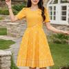 ZANZEA Women Casual Round Neck Short Sleeve Print Dress
