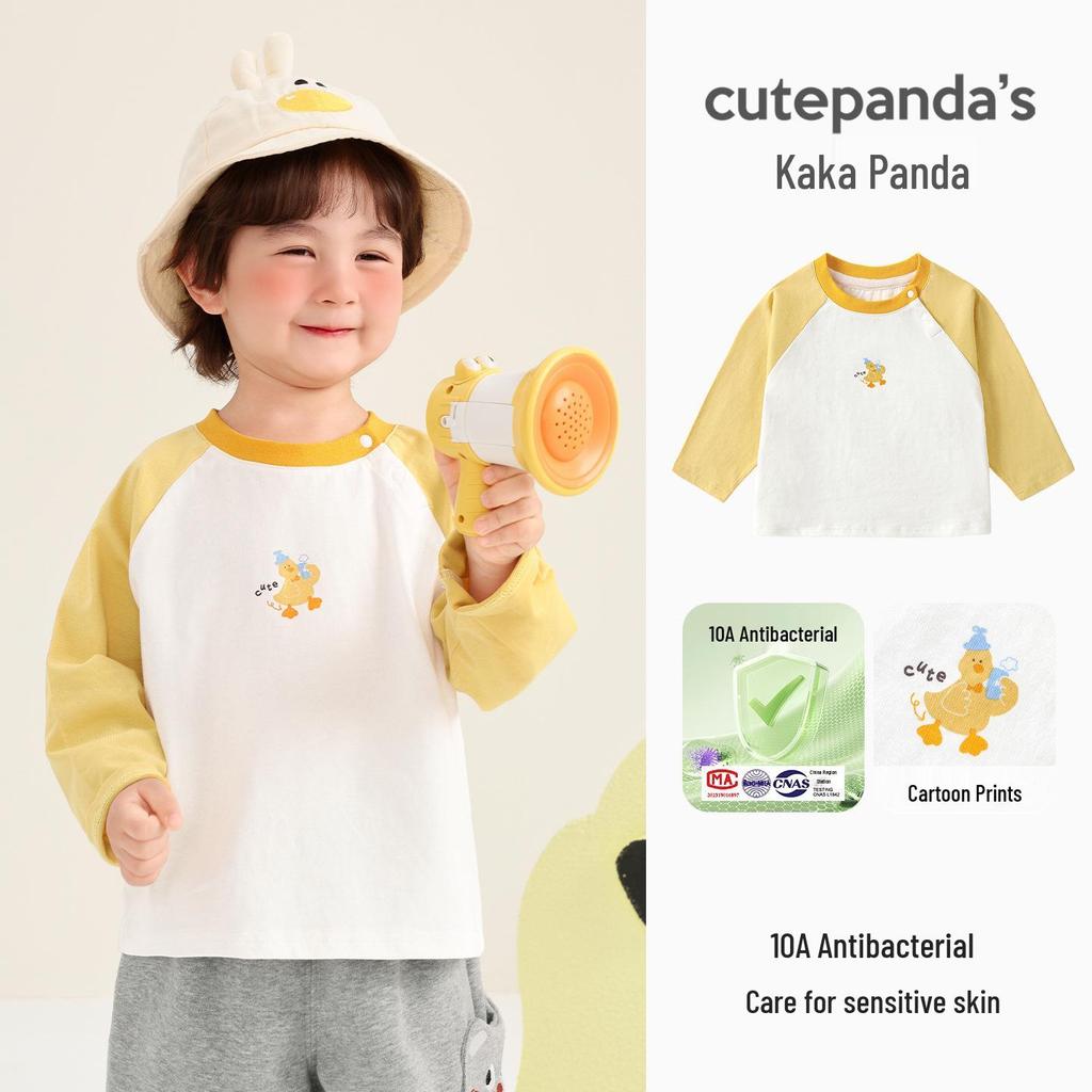 Kaka Panda Kids' Long-Sleeve T-Shirt for Boys & Girls - Trendy Spring/Autumn Top for Toddlers