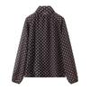   European and American Style New Women's Fashion Stylish Polka Dot Bow Shirt 2075-107