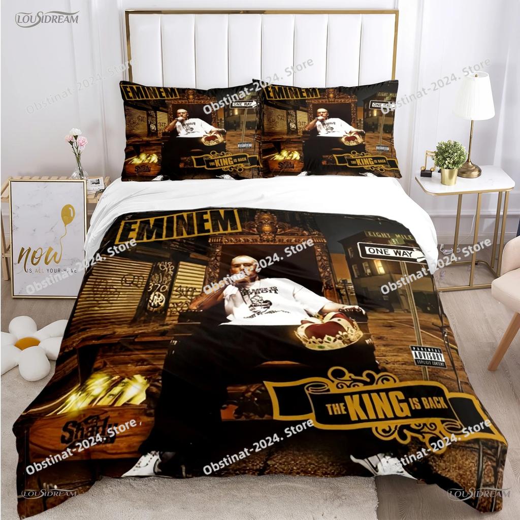 Eminem Hip-Hop-Sänger Ganzjahres-Bettdecke casal Bezüge Bettwäsche-Sets Weiche Steppdeckenbezüge und Kissenbezüge Teen SingleDoppelQueenKing