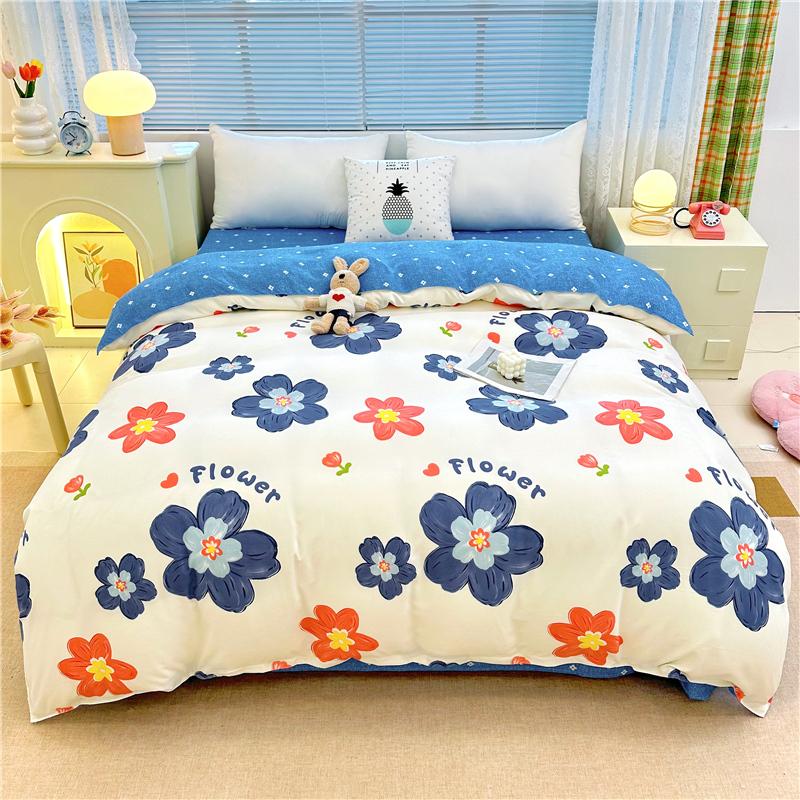 1Pc Sweet Red Flowers Duvet Cover Botanical Floral Pattern Comforter Cover Skin-friendly Comfortable Bedding Bedroom Decor