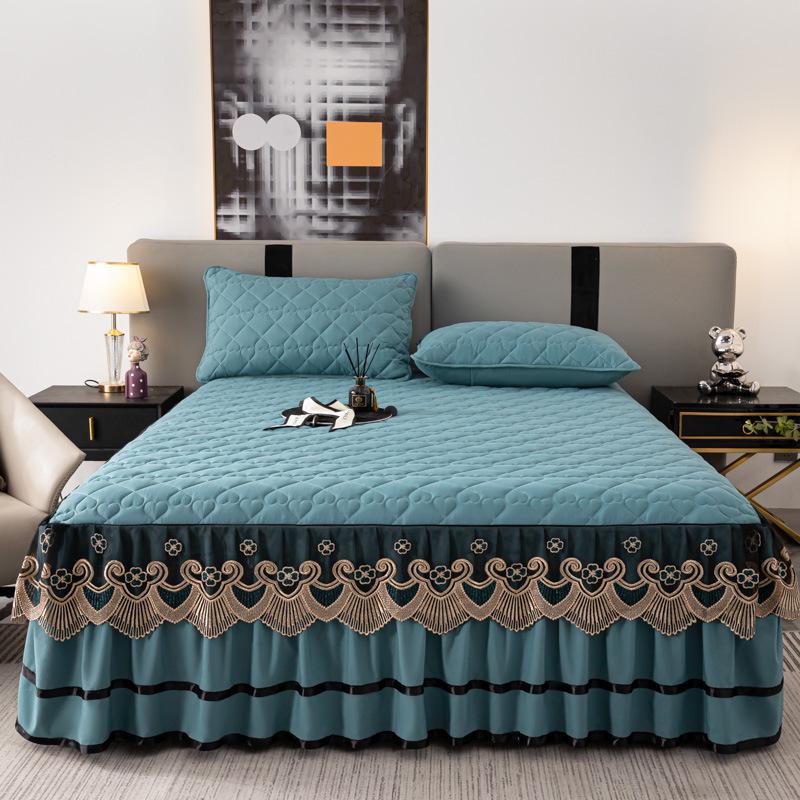 European Style Lace Quilted Bed Skirt - Thickened Skirt Edge for E-commerce Dropshipping
