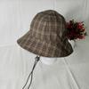 Wind Parent-child Plaid Double-sided Bucket Hat New Foreign Style Hat Outdoor Big Brim Sun Hat Sunscreen Basin Hat Tide
