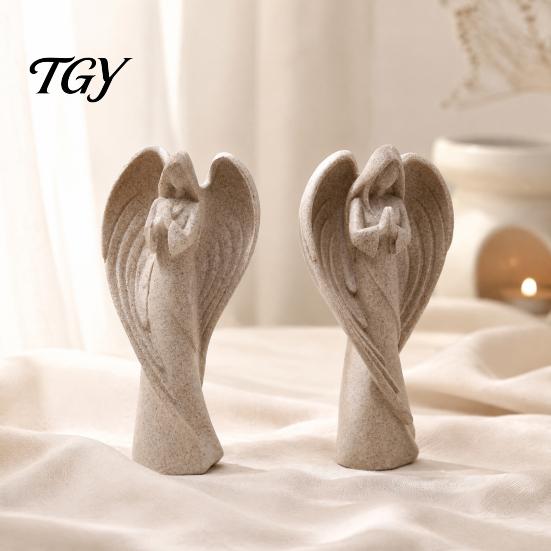 Artistic Sculpture for Study Praying Angel Statue, Abstract Guardian Figurine, Religious Prayer Elegant Tabletop Decoration Home Mantel Church Indoor