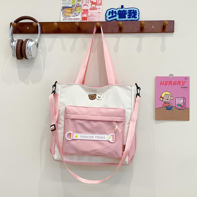 

Новая портативная сумка через плечо, школьный рюкзак для студентов большой вместимости, косметичка, повседневный универсальный рюкзак, сумка-мессенджер. one size fits all розовый