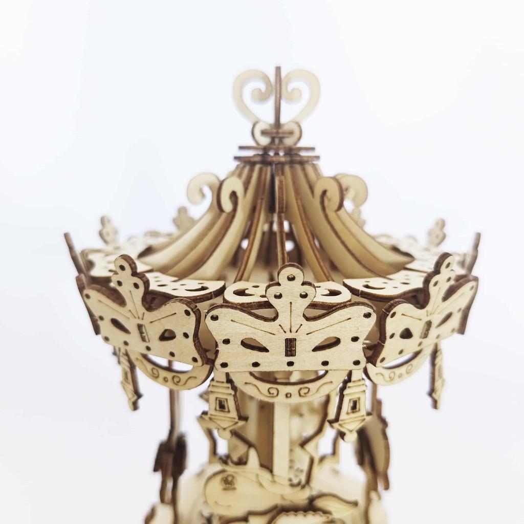 Adult 3D Wooden Puzzle: Troy Carousel Handmade DIY Craft Model Kit Birthday and Christmas Gift for Women